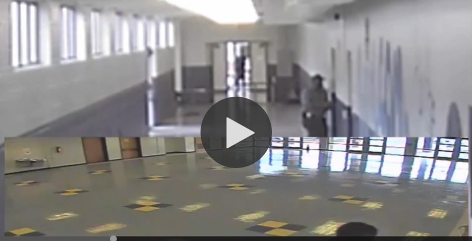 screenshot of video player of the CVPA school shooting. Hyperlinks to article on KSDK website.