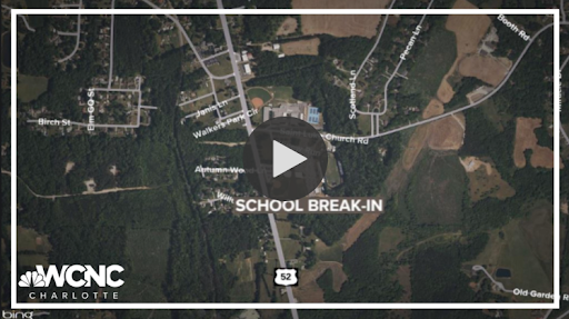 Overhead map with words school break-in