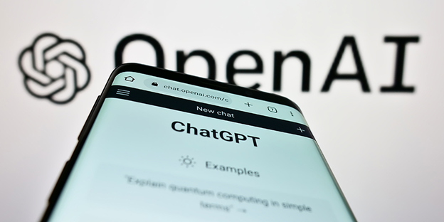 This shows a logo of "Open AI" with a cell phone.