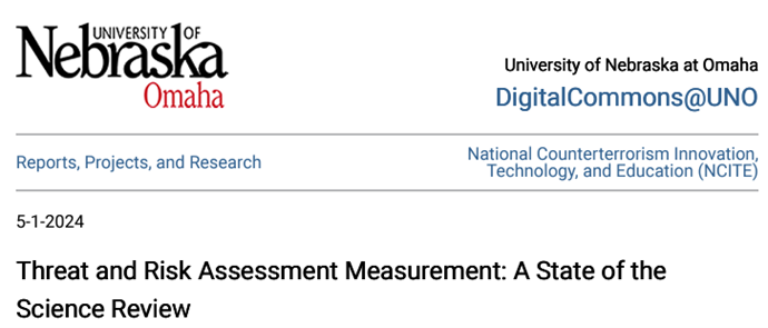 This photo shows that the University of Nebraska Omaha shared a threat and risk assessment measurement: a state of the science review resource.