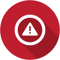 This is a photo of a red circle with a caution sign in the middle.